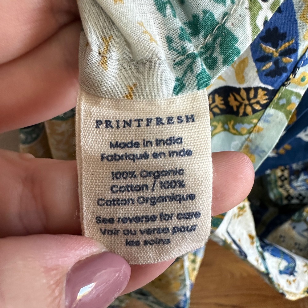 Printfresh High Horse Devon Dress in Blue Multi Organic Cotton Midi Medium NWT - Picture 7 of 12